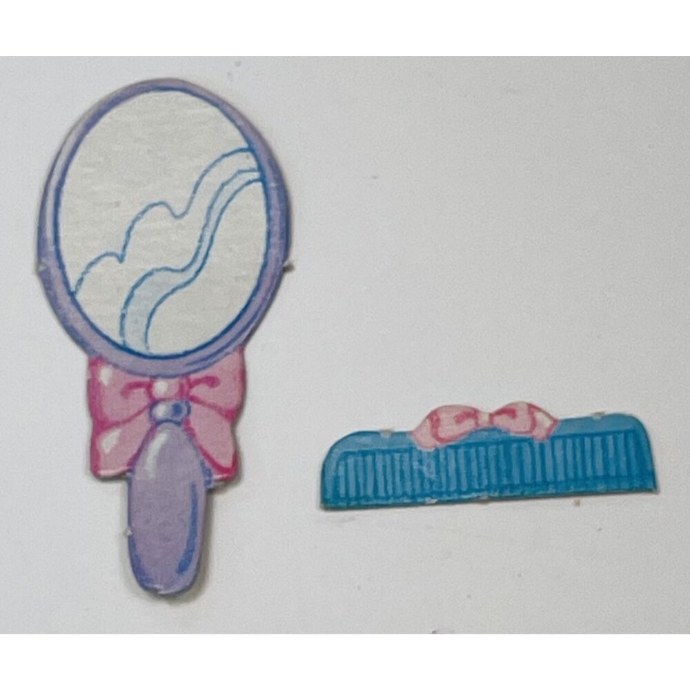 VTG Lot 2 Barbie & Clone Doll Miniature 1"-2" Paper Cardboard HAND MIRROR & COMB